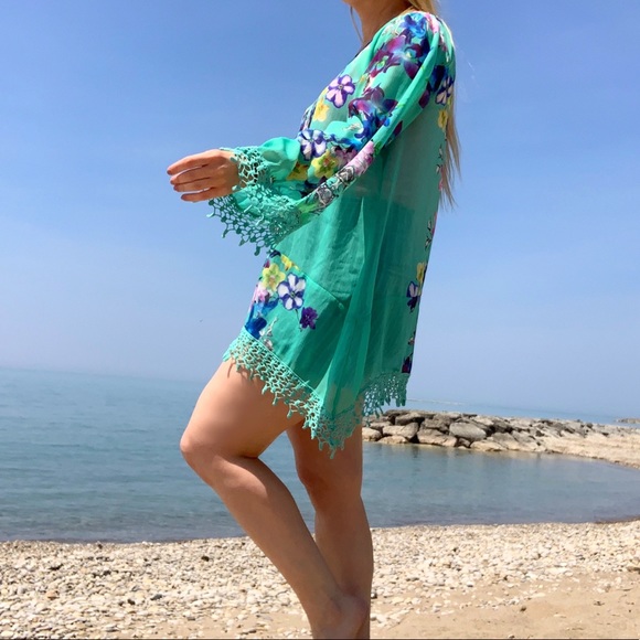 Orchid floral beach coverup MEDIUM - Picture 5 of 11
